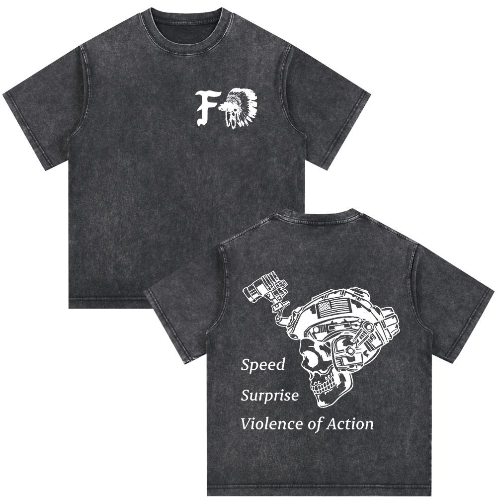 Forward Observations Group Skeleton Vintage Washed Tshirt Men Women Clothing Fashion Retro Oversized Casual T Shirt Streetwear