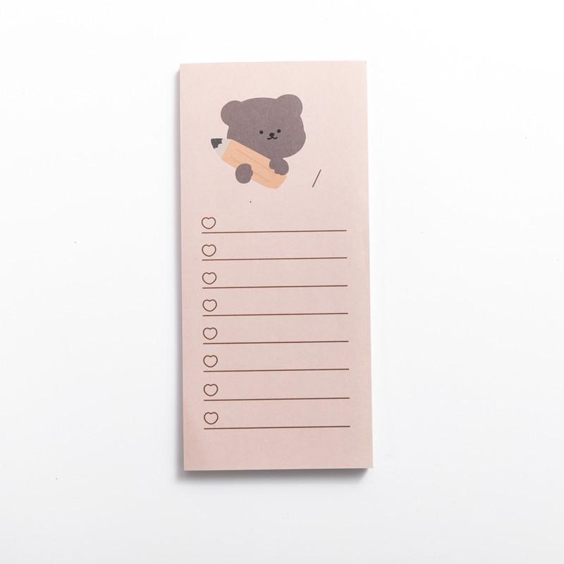 Korean Style Cute Little Bear Cartoon Plaid Sticky Notes for Journaling and Study, B5 Paper