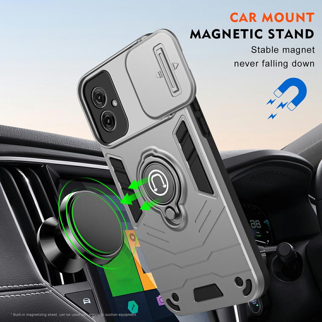 For Motorola Moto G55 5G Case Slide Camshield Kickstand PC+TPU Phone Cover