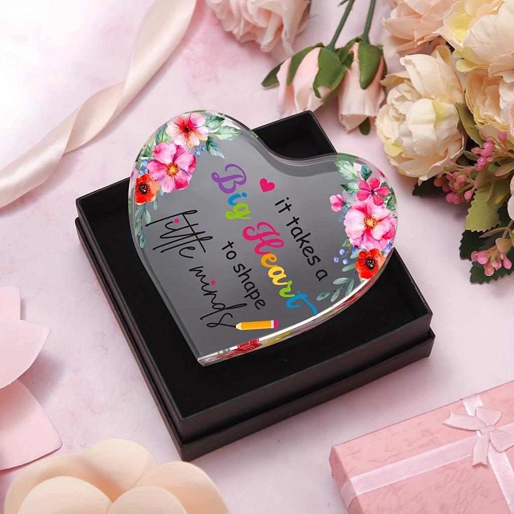 Cherished Teacher Appreciation Gift - Acrylic Keepsake with Inspirational Quotes, Perfect for Desk Decor, Graduation & Retirement, Teacher's Day, Best