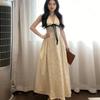 French Retro Polka Dot High-end Deep V-neck Slim-fitting Niche Neck Dress 2026 New Design Long Dress