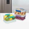 Stackable Plastic Food Storage Containers Set of 3 Easy Locking Clips Flexible Seal Microwave Freezer Safe BPA Free