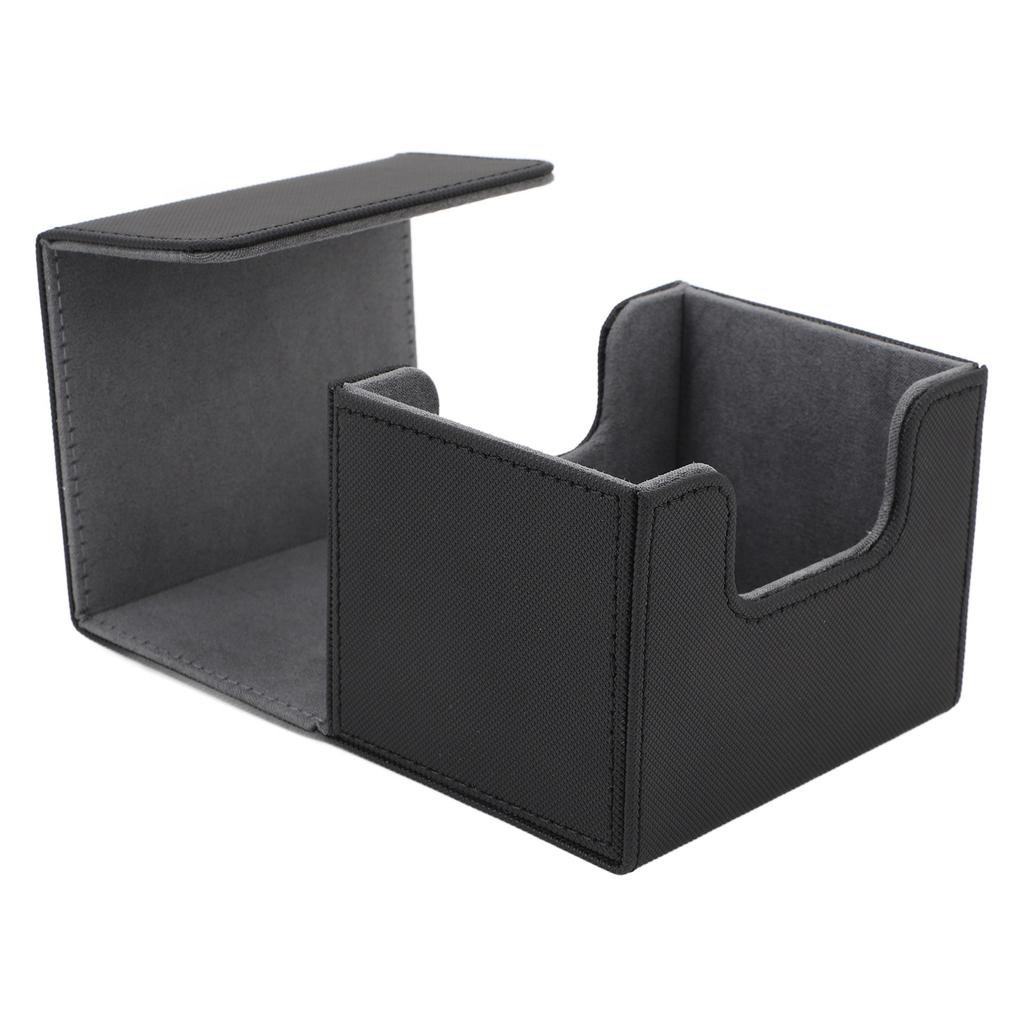 Card Deck Box Magnetic Flap Lid Large Capacity PU Leather Card Storage Case for Game Cards Tarot Cards Black