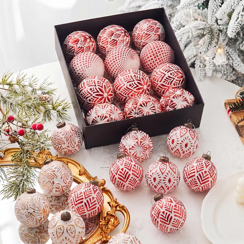Retro 8cm Christmas Ball Set: 12 Decorative Ornaments for Festive Scenes and Tree Decoration