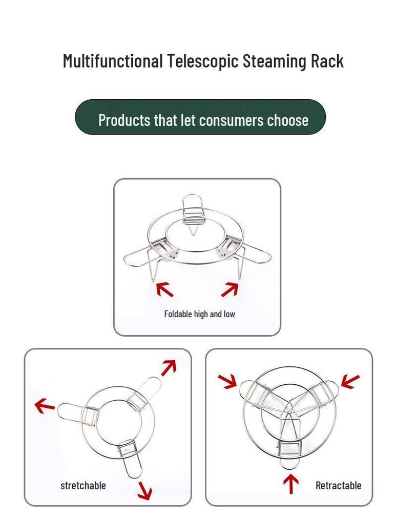 Multifunctional High-Foot 304 Stainless Steel Folding Steaming Rack