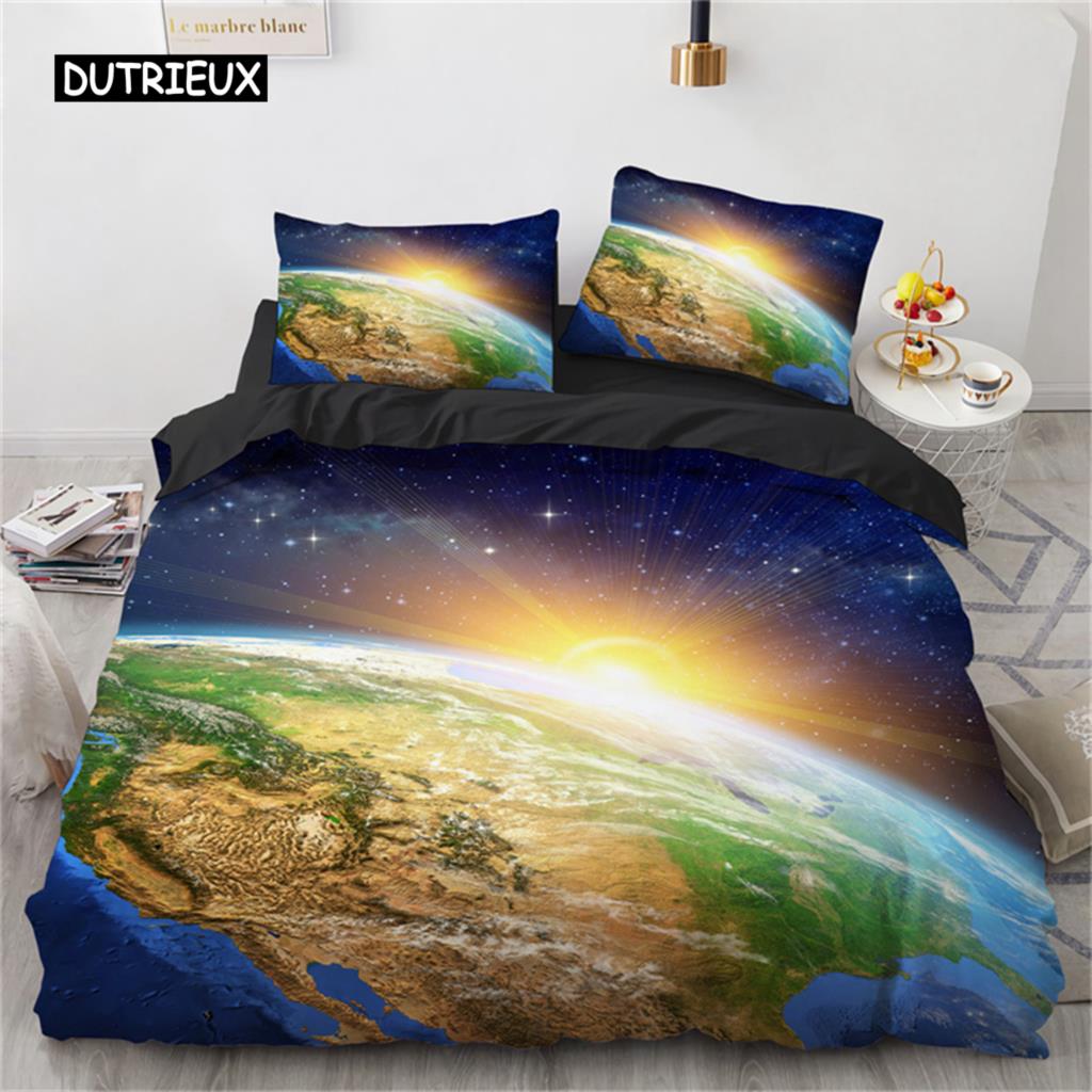 

Пододеяльник Fantasy Galaxy Twin King Size для подростков, мальчиков, комплект постельного белья Starry Sky из микрофибры, космическая тема, покрывало для спальни EU single(135x200cm)