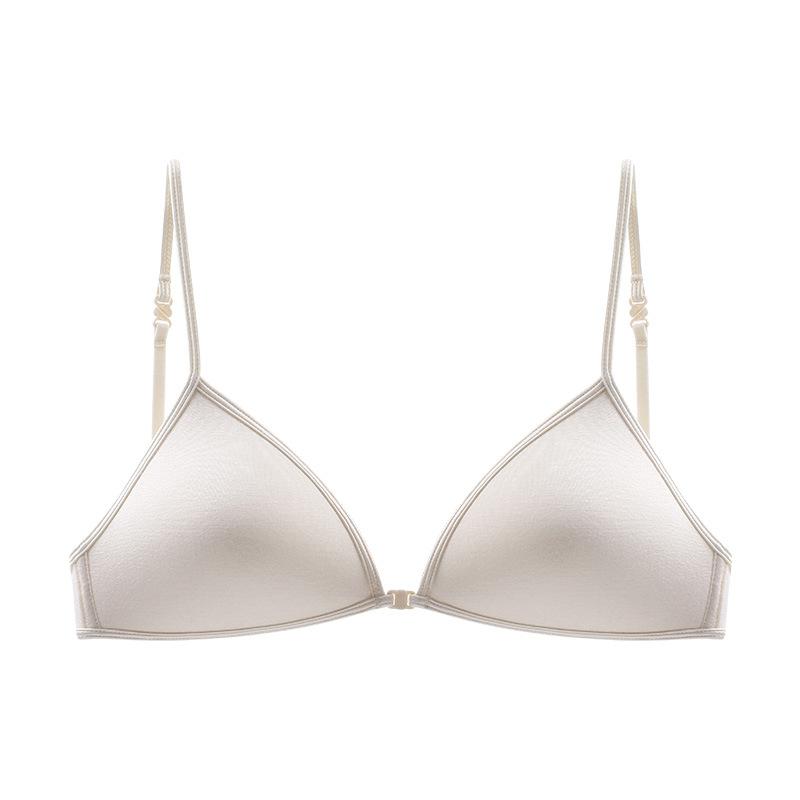 Triangle Cup Beautiful Back Small Chest Gathering Cotton French Sexy Thin Shoulder Strap Front Buckle Seamless Comfortable Bra Cover