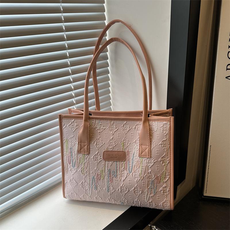 Large capacity canvas bag women's summer fashion mommy bag commuter shoulder tote bag going out portable short trip bag