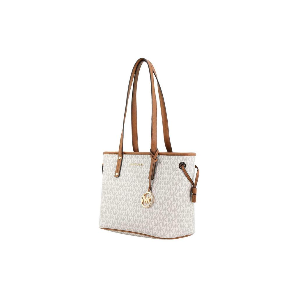Michael Kors MK Jet Set Travel Monogram Drawstring Leather Tote Bag Women Tote Bags Vanilla-White 35T9GTVT1V-150