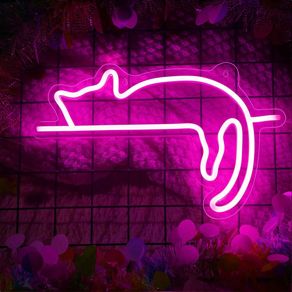 LED Neon Sign Super Bright Acrylic Cat Hanging Night Lights USB Art Wall Decor Lamp On/Off Switch for Bedroom Living Room Gifts