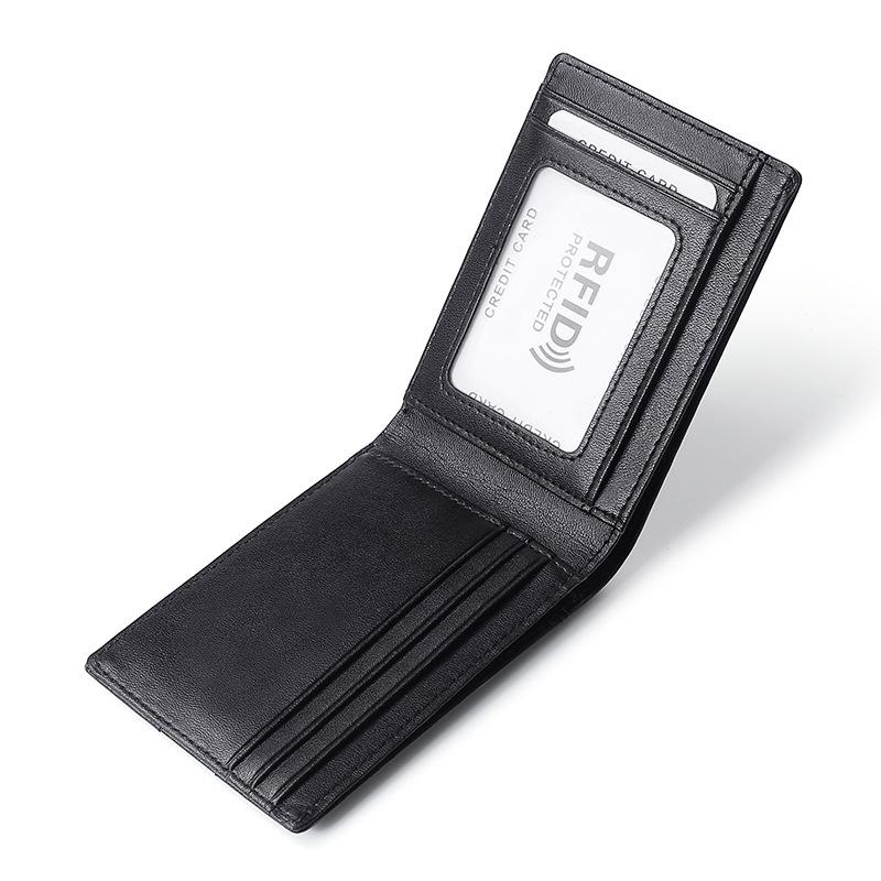 Ultra-thin men's leather wallet cowhide wallet anti-magnetic card holder