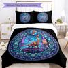 Futuristic Dinosaur Cityscape Pattern Bedding,Quilt Set Quilt Cover Pillowcase Home Birthday Gift (1 * Duvet Cover + 2 * Pillowcase, Without Core)
