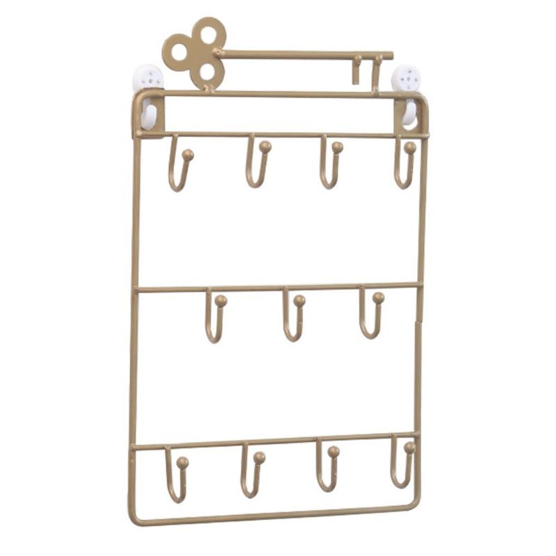 

1PC Modern Style Iron Wall Mounted 11 Key Hooks Jacket Hat Storage Rack Practical Multifunctional Hooks золотой