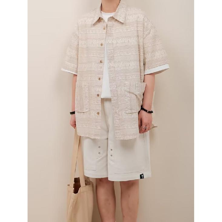 Checkered Retro Shirt Men'S Summer Outfit Hong Kong Style Student Loose And Niche Design Fun New Men'S Top For Outdoor Wear