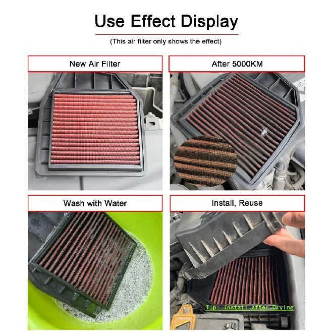 R-EP High Flow Air Filter Fits for Honda Civic Crossroad FR-V Stream 1.8L Cold Air Intake Filters Washable Reusable