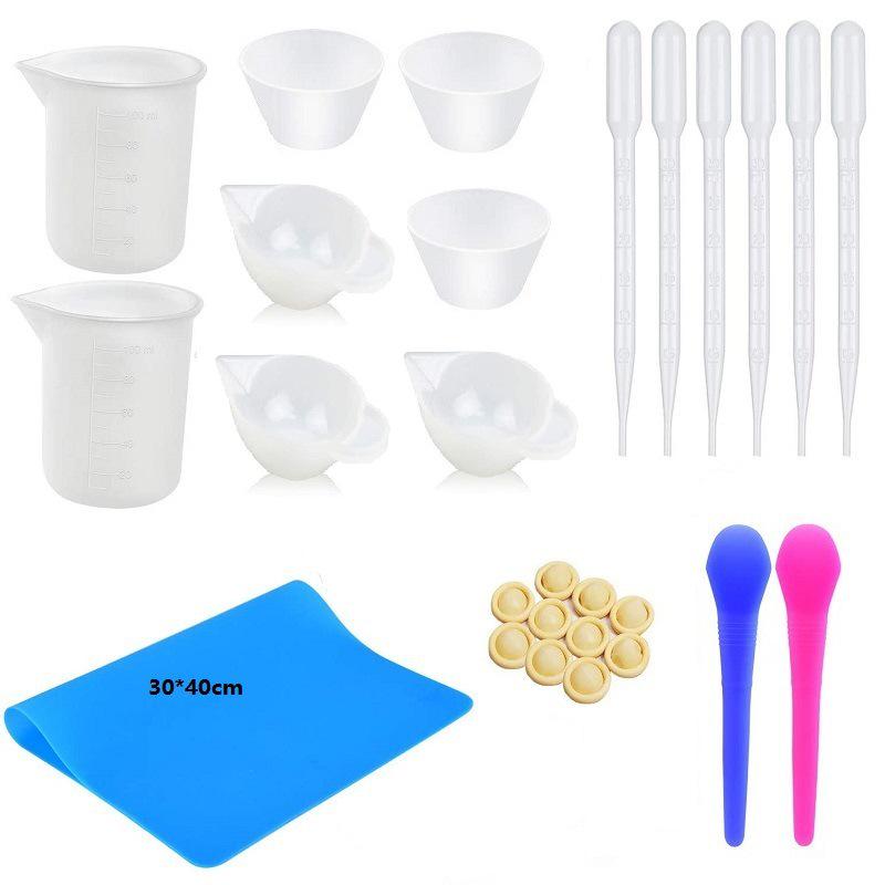 Epoxy Resin Mixing Tool Set: Silicone Pad, Measuring Cup, Stirring Stick
