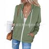 Women S Solid Color Long Sleeve Hooded Zip Up Sweatshirt With Pockets Drawstring