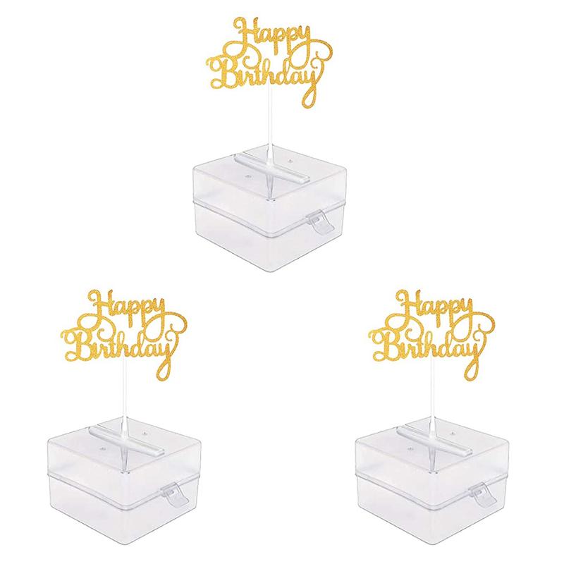 B97A-3X Cake Money Box Set, Money Pulling Cake Making Mold,Cake ATM Money Box With Gold Glitter Happy Birthday Cake Topper