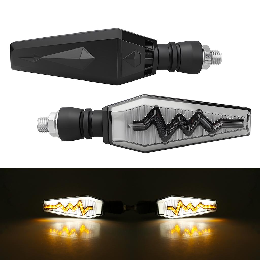 1 Pair Heartbeat Design Motorcycle Turn Signal Front Rear Blinker Dual Color for Driving Turning Universal Motorcycle Indicator