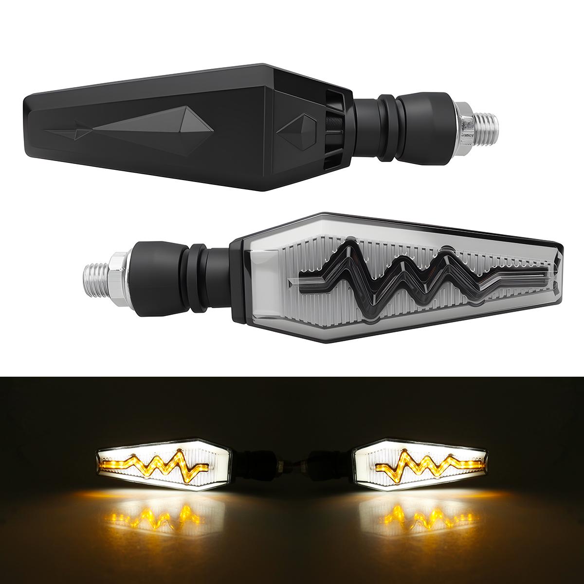 Motorcycle LED Turn Signals Lightning Shape Flowing Water Blinker Lights High Brightness Waterproof Indicator Light Universal