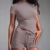 Set Pigiama da Donna 2 Pezzi Comodo Casual Girocollo Manica Corta T-Shirt + Pantaloncini con Coulisse Pigiami Stagione Unica Loungewear