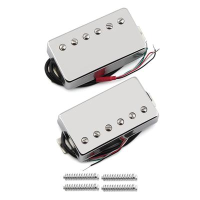 FLEOR Alnico5 Guitar Humbucker Neck and Bridge Pickup Chrome LP Style Pickup, 4-Wire Set, Fit,