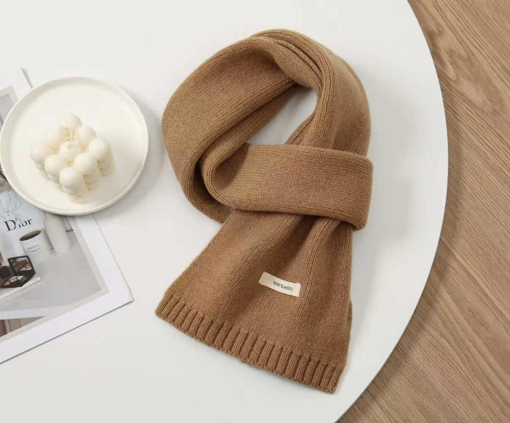 100% Australian Pure Wool Knitted Scarf For Women Men Autumn Winter Cashmere Couple Style Versatile Warm Neck Warmer Scarf