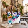 Watercolor Floral Tote Bag Large Capacity Casual Shoulder Handbag for Daily Use