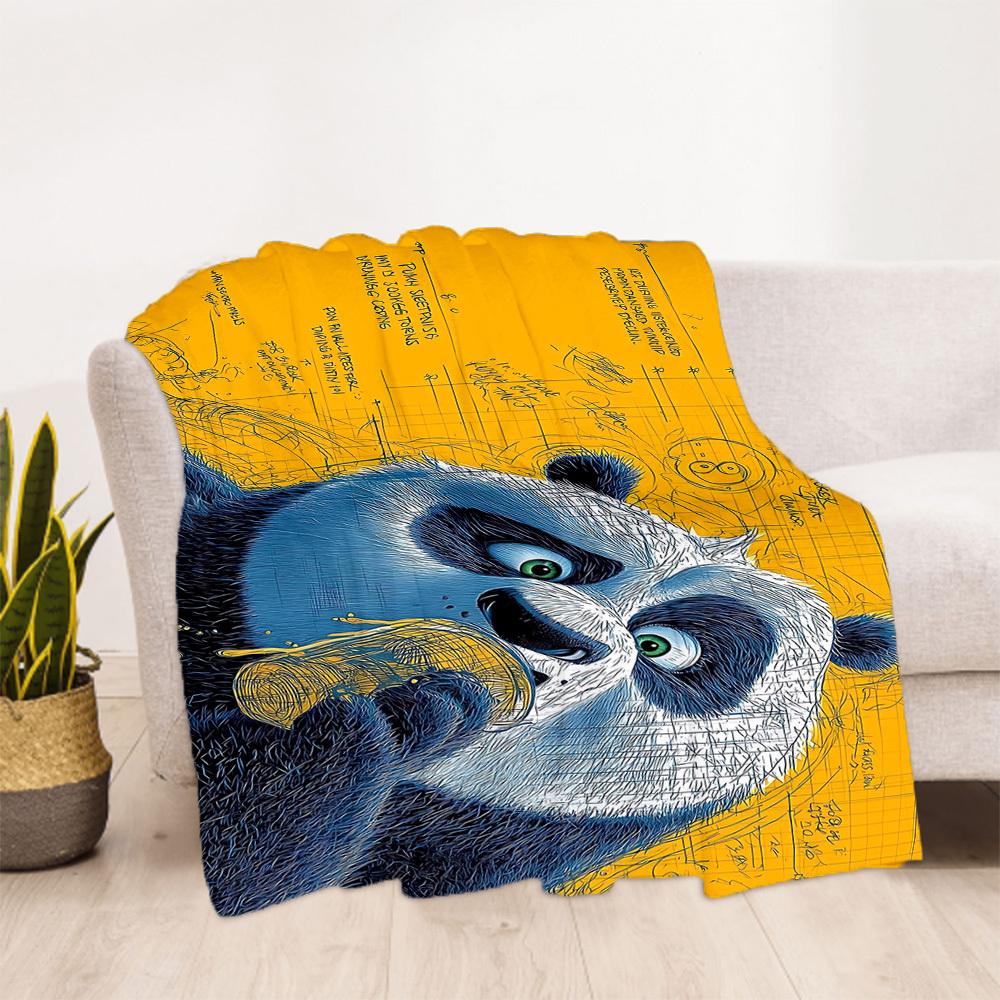 1pc Kung Fu Panda Outdoor Blanket Lightweight Flannel, Soft & Warm, All-Season Use for Sofa, Outdoor, Camping, Living Room, Office069