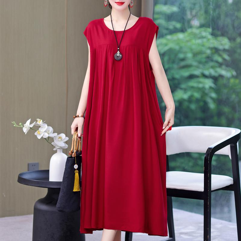 Rochie Vintage Vara Marime Plus Femeie Oversize Largi Fara Maneci Casual Elegant Rochii Lungi