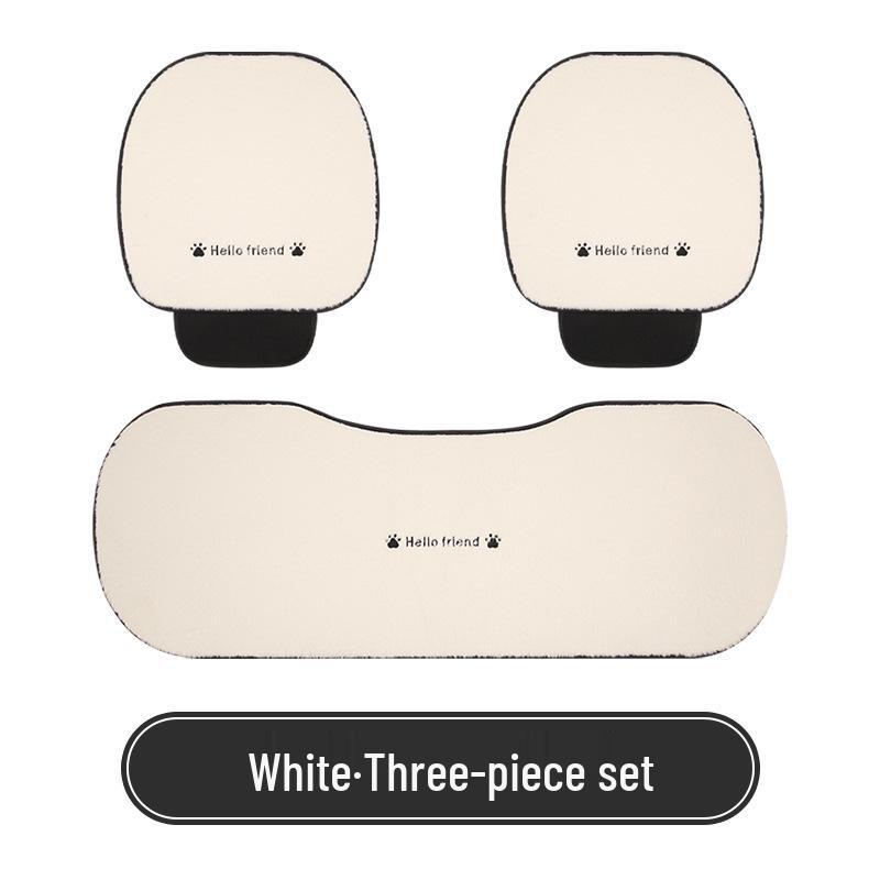 Universal Shy Cat Plush Winter Car Seat Cushion - Non-Shedding, Cartoon Design for Five Seats