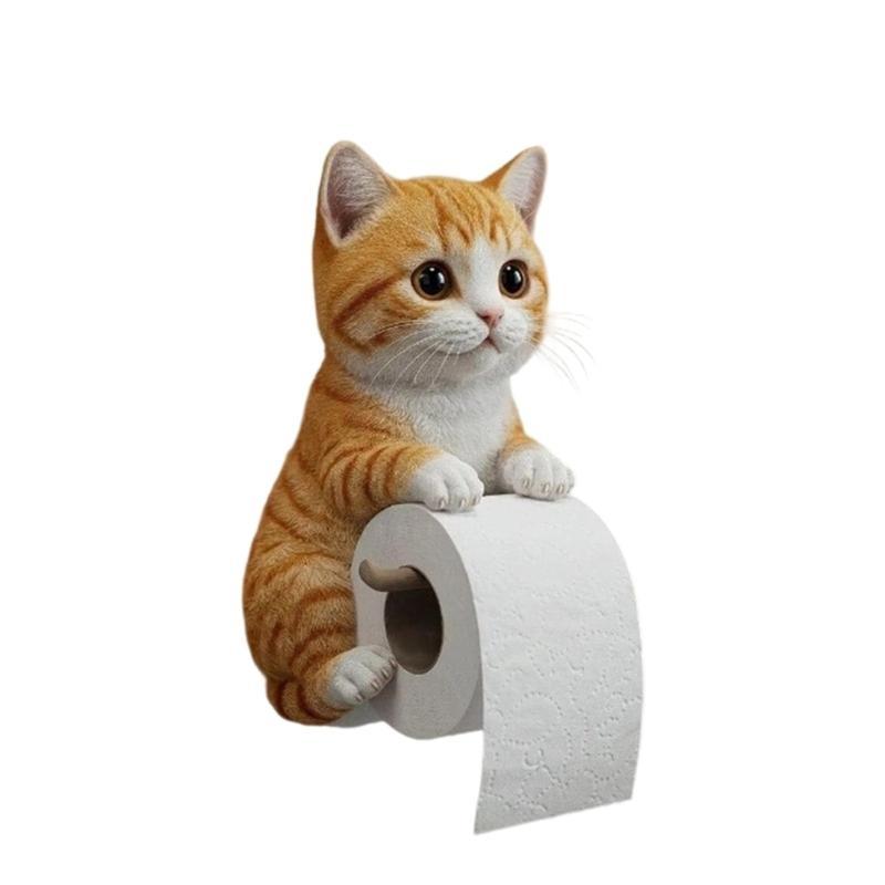 Feline Design Resin Wall Mounts Toilet Paper Holder Bathroom Storage Practical