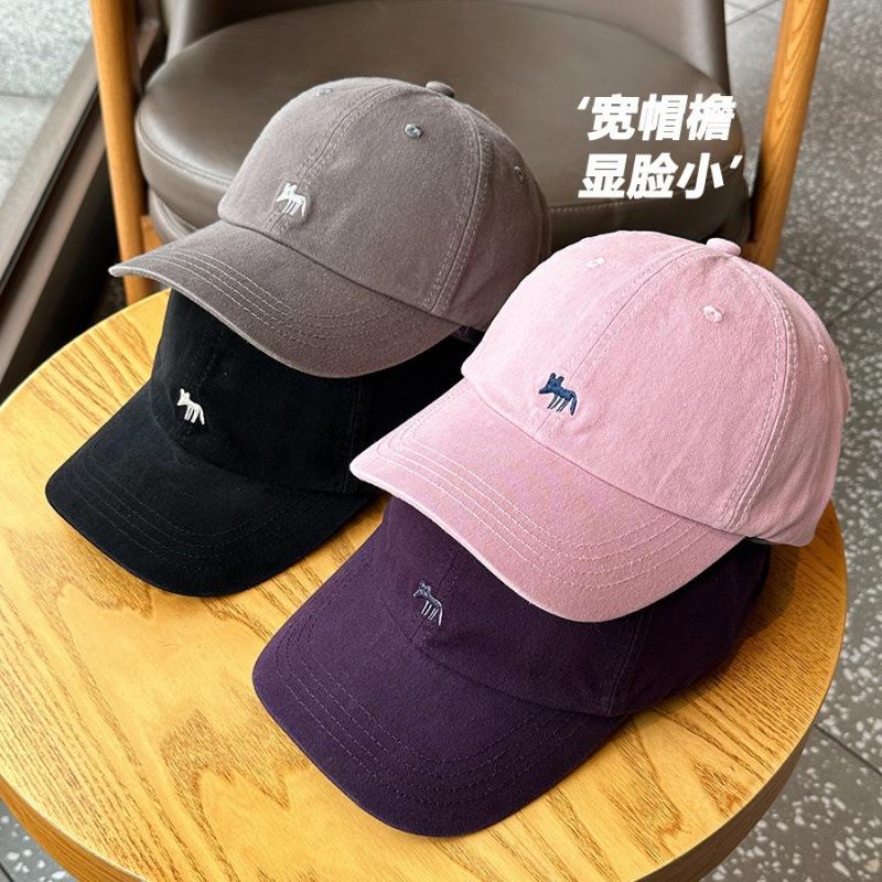 Little Fox Embroidered Baseball Cap Men's and Women's Spring and Summer Couples Sunscreen Sun Hat Soft Top Big Head Circumference Peaked Cap