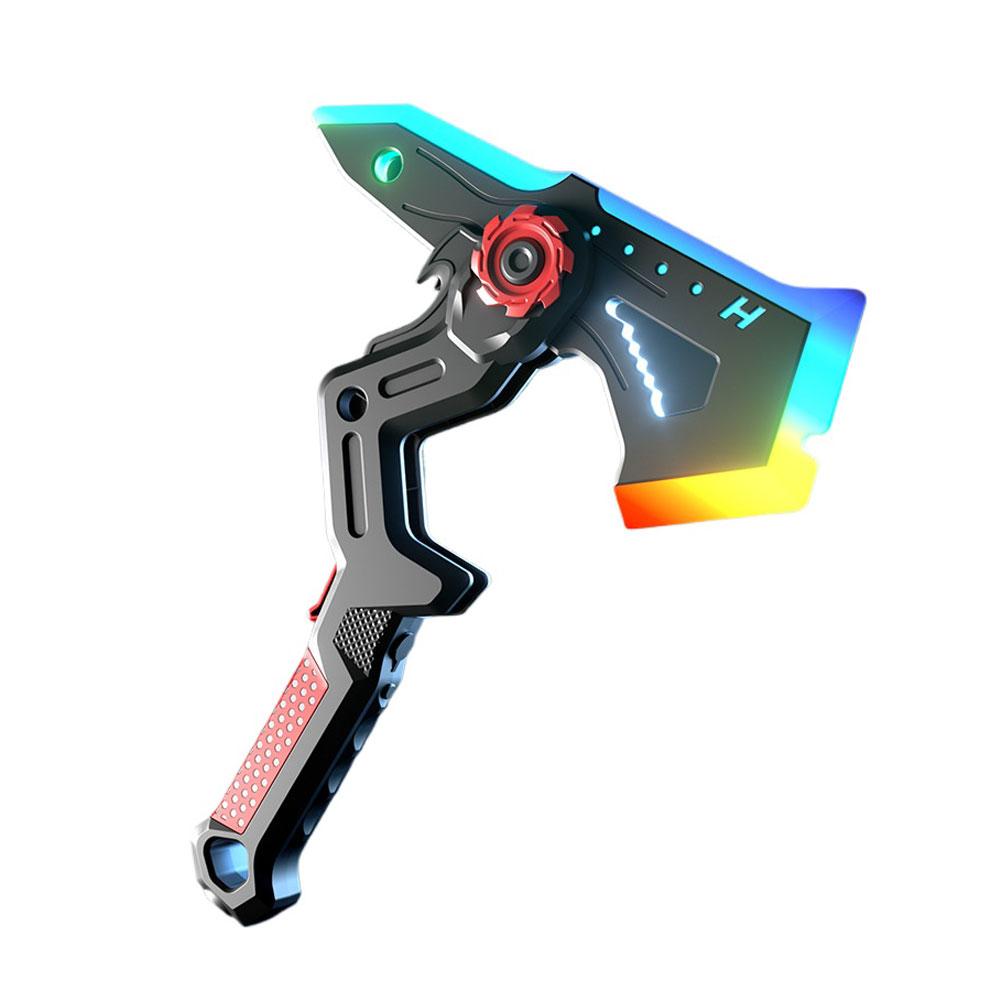 2-in-1 Transforming Axe Sword Toy Colorful LED Lights Realistic Sound Effects Echargeable Type-C Dual Form Battle
