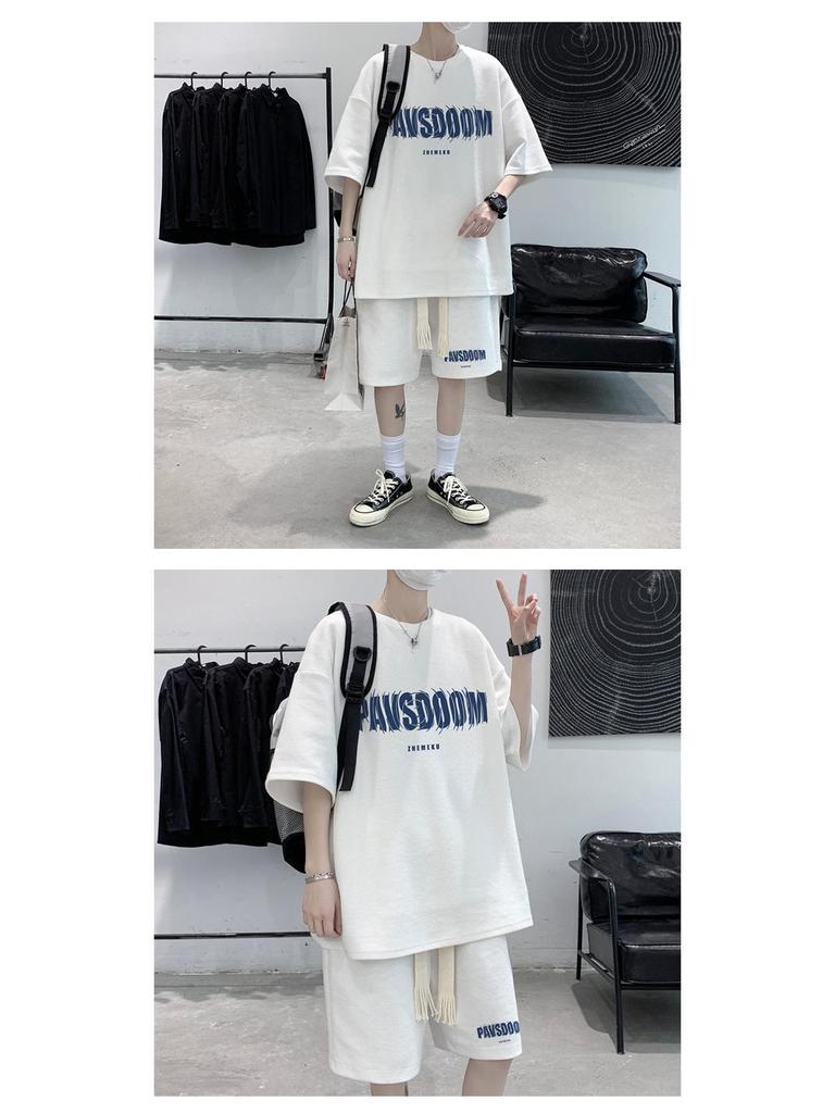 Teen Summer Fashion Suit: T-Shirt and Shorts Set for 12-15 Year Old Boys