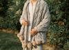 Ruijing Four Seasons Nordic Pom-Pom Chenille Knit Blanket & Cushion Set