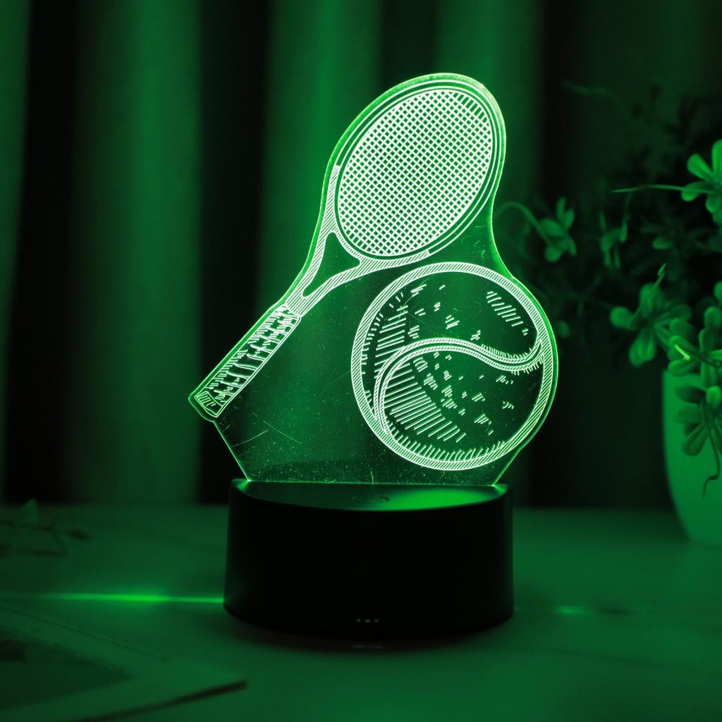 Novelty Tennis 3D Night Light, Creative Desktop Room Bedroom Decoration Atmosphere Light, Gift for Sports Enthusiasts