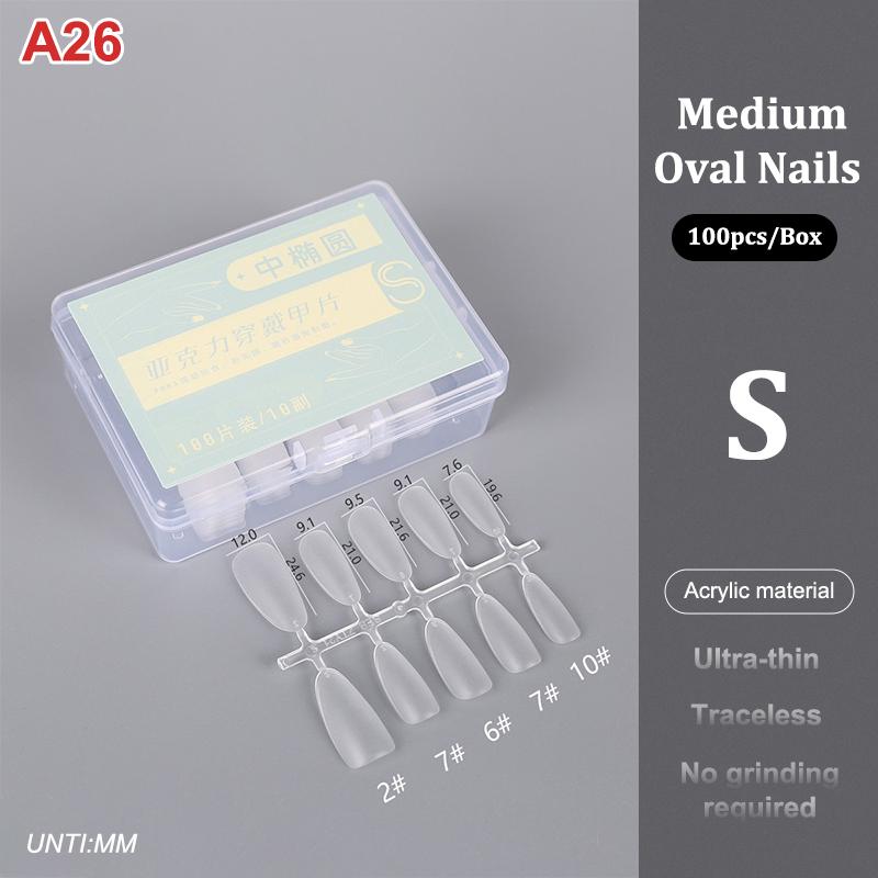 100Pcs/Box Matte Fake Nails No Polishing Press On False Nails Medium Short Design High Matt Soft Gel Nail Tips For Extension