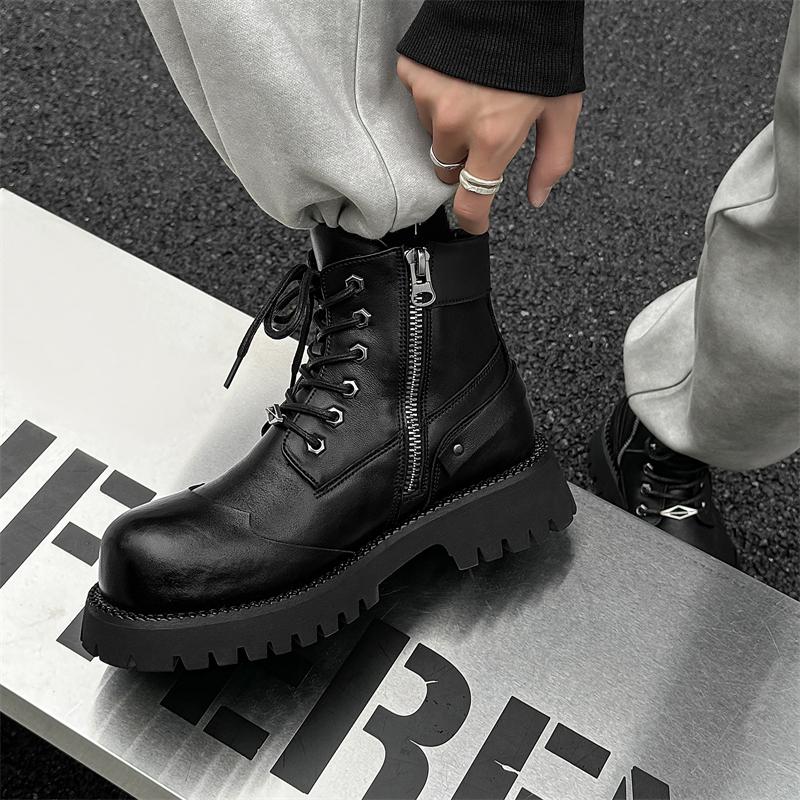 Fashion Leather Ankle Boots For Man Genuine Leather Big Size Boots High Quality Designer Formal Platform Casual Boots Fashion