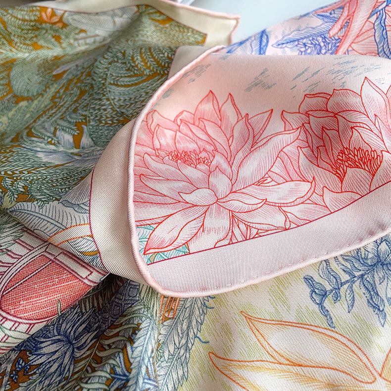 Elegant Thickened Mulberry Silk Twill Scarf/Shawl - Dual-Color Print for Women