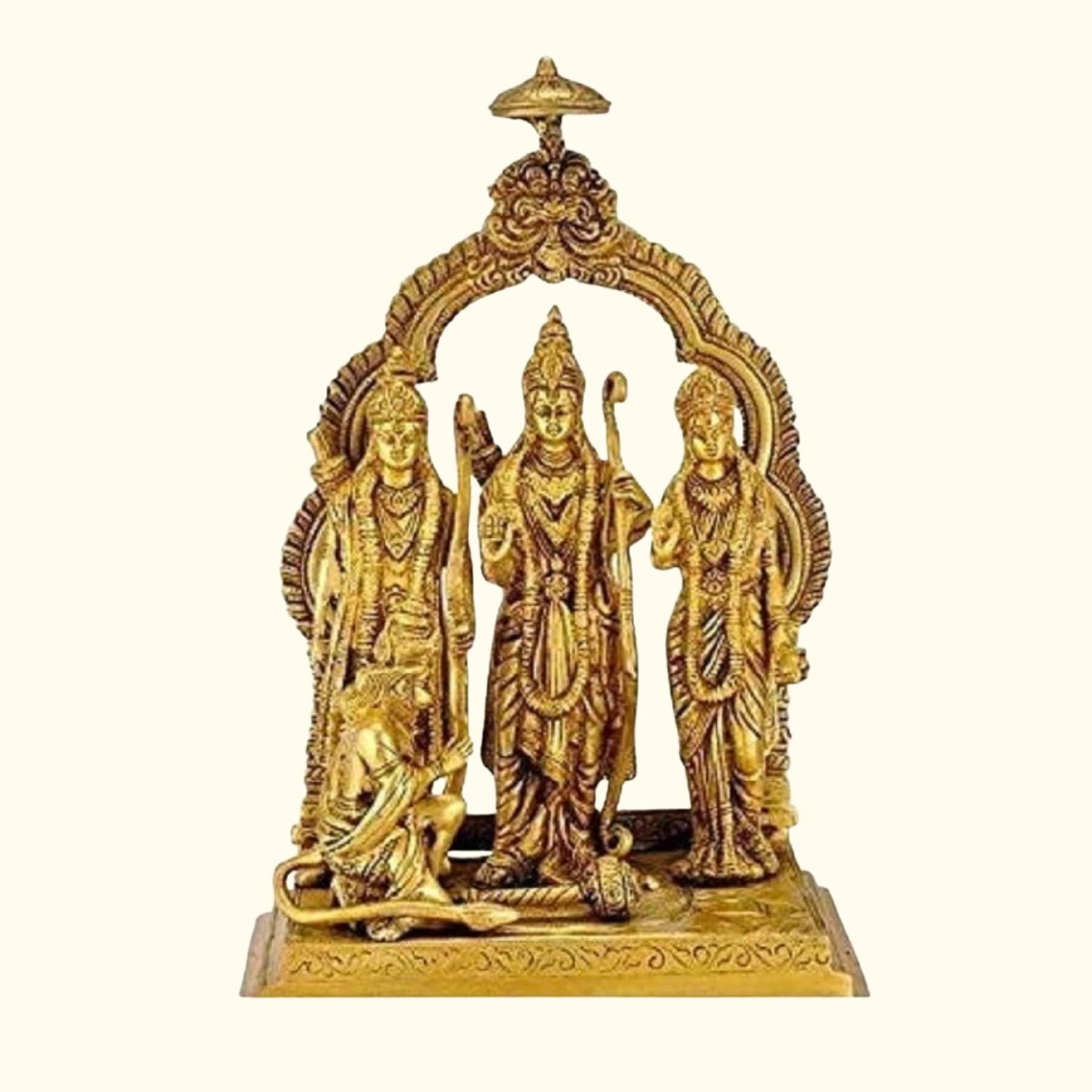 Shree Ram, Lakshman, Sita, Hanuman Ramdarvar Brass Puja Idol For Home - 12 Cm