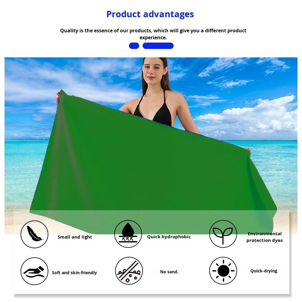 Solid Color Microfiber for Swimming Fitness Outdoor Bathing On for Cross-Border Plain Style with Magnetic Beach Towel