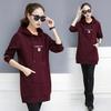 2026 Autumn/Winter Korean Mid-Length Loose Hooded Velvet Sweatshirt for Women