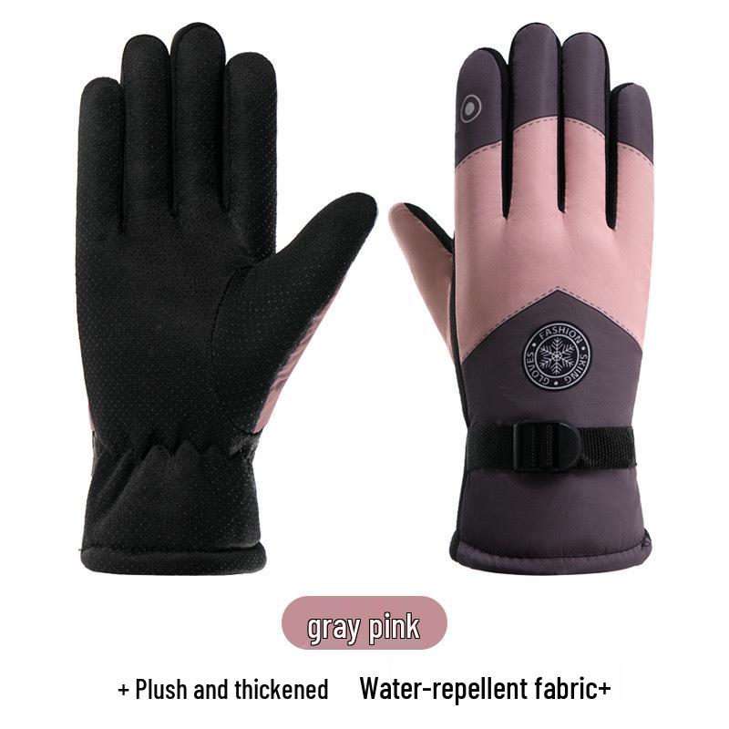 Men's and Women's Waterproof Fleece-Lined Ski and Cycling Gloves – Warm, Thick, Windproof, Cold-Proof Winter Gloves