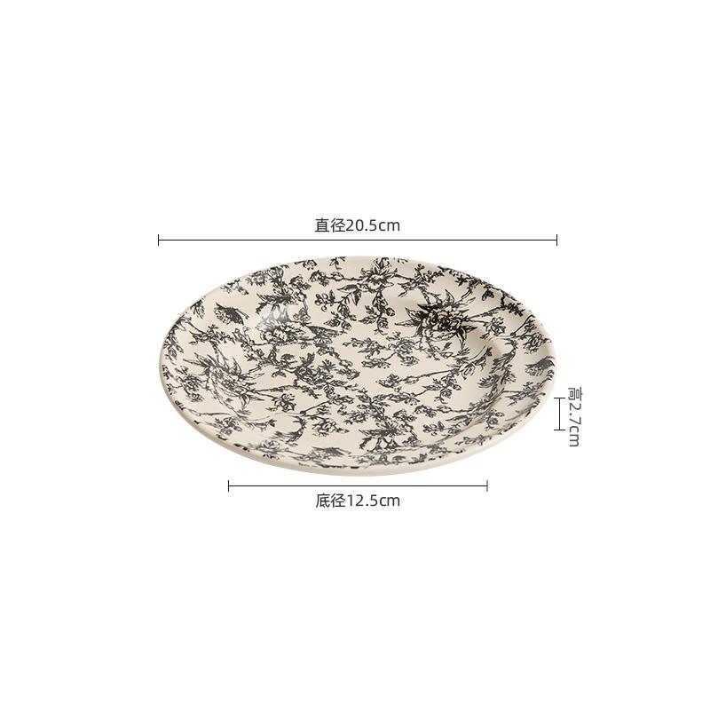 Vintage Blumenmuster Keramik Flacher Teller Runder Dessertteller Steakteller Salatteller Grillteller Hotel Kreatives Geschirr