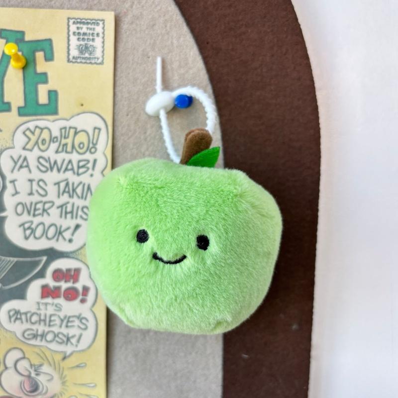 New Green Apple Keychain,Plush Cute Keychain Soft Stuffed Plush Keyring for Kids' Backpack,Purse Fashion Bag Pendant