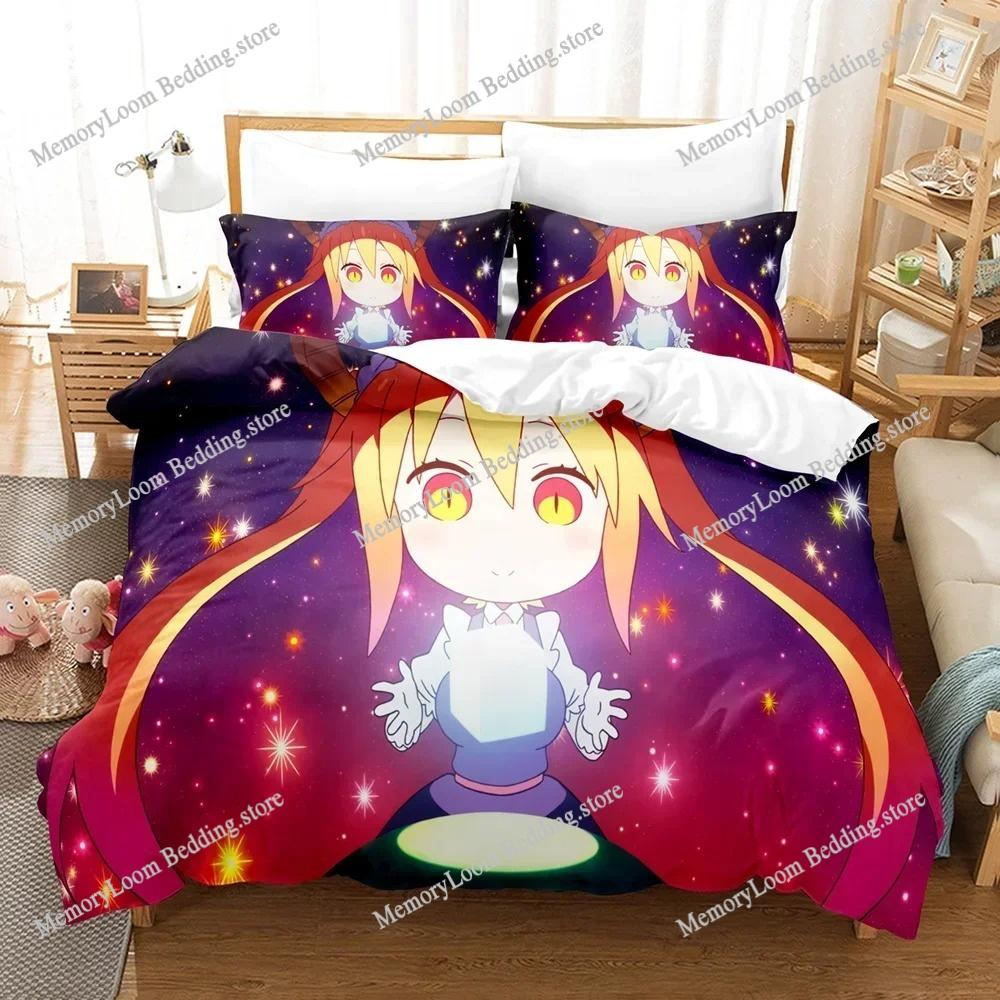Miss Kobayashis Dragon Maid Kanna Cartoon Poster Sheets Quilt Covers Bedding Dormitory Sheets Bedding Set Soft Warm Bedding Set