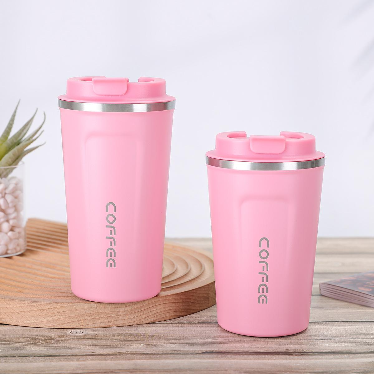 

Vacuum Insulated Coffee Insulated - Double-Wall Stainless Steel Leakproof Insulated Flask, 304 Grade Reusable Travel Mug 380ml рожевий