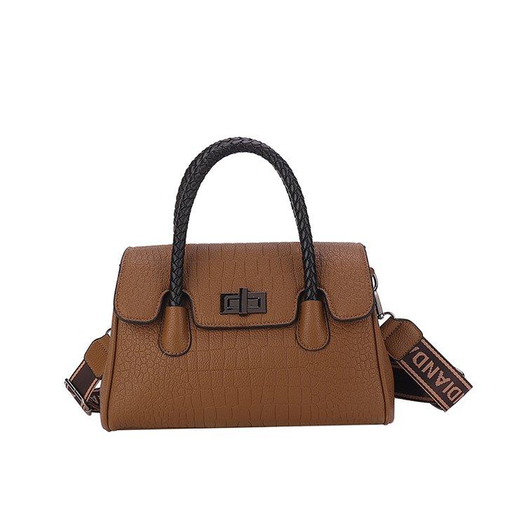 Handtasche mit Krokodilmuster, Umhängetasche aus echtem Leder, Damen-Geldbörse mit Klappe und geflochtenem Griff