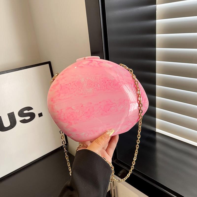Acrylic Goose Egg Marble Irregular Clutch Purse Handbags Bright Face Simple Gradient Personality Dinner Bag Chain Shoulder Bags